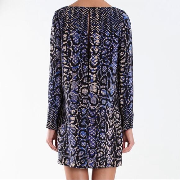 TIBI Silk Python Print Long Sleeve Mini Shift Dress Size 0 NWT - Picture 4 of 11